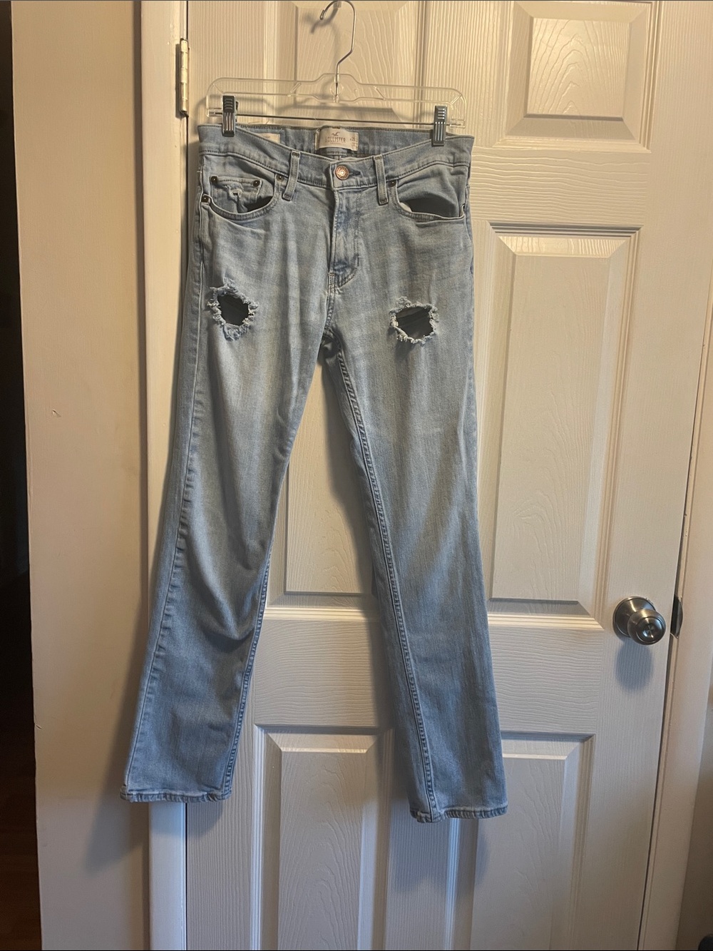 Hollister Light Blue Distressed Straight Leg Jeans